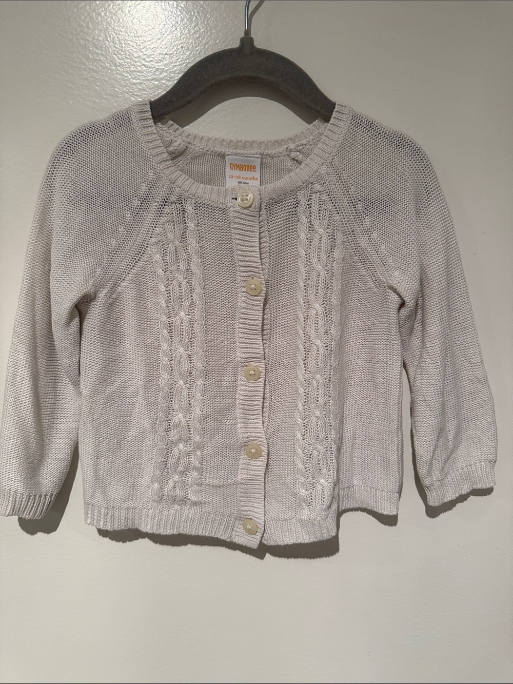 Gymboree White Cable Knit Button Cardigan | 12-18M